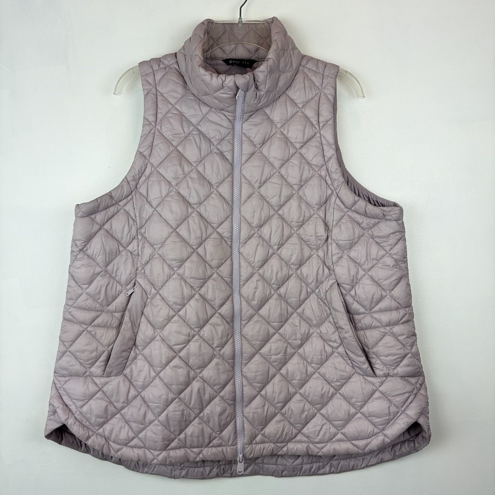 Athleta Whisper Featherless Vest Quilted Plus Womens 1X Lavender Lilac Diamond